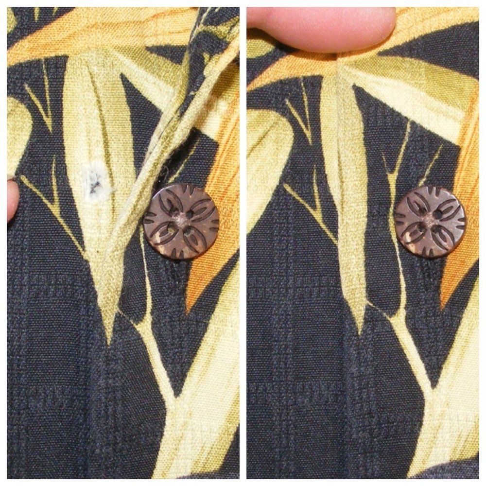 TOMMY BAHAMA Silk Shirt, L, Flaw/hole, SS, Pocket - Picture 5 of 7